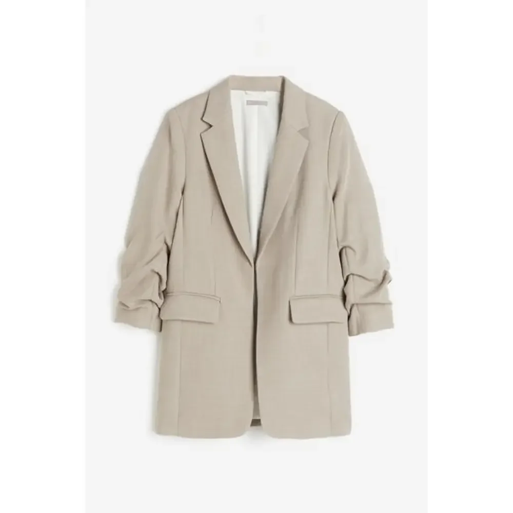 H&M Gathered-sleeve Jacket in Tan - Picture 1 of 2